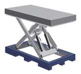 Table �l�vatrice avec base autoportante et ouvertures pour transport par transpalette
